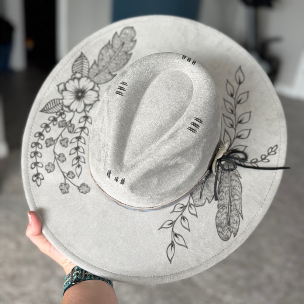 Floral Burnt Gray Festival Hat